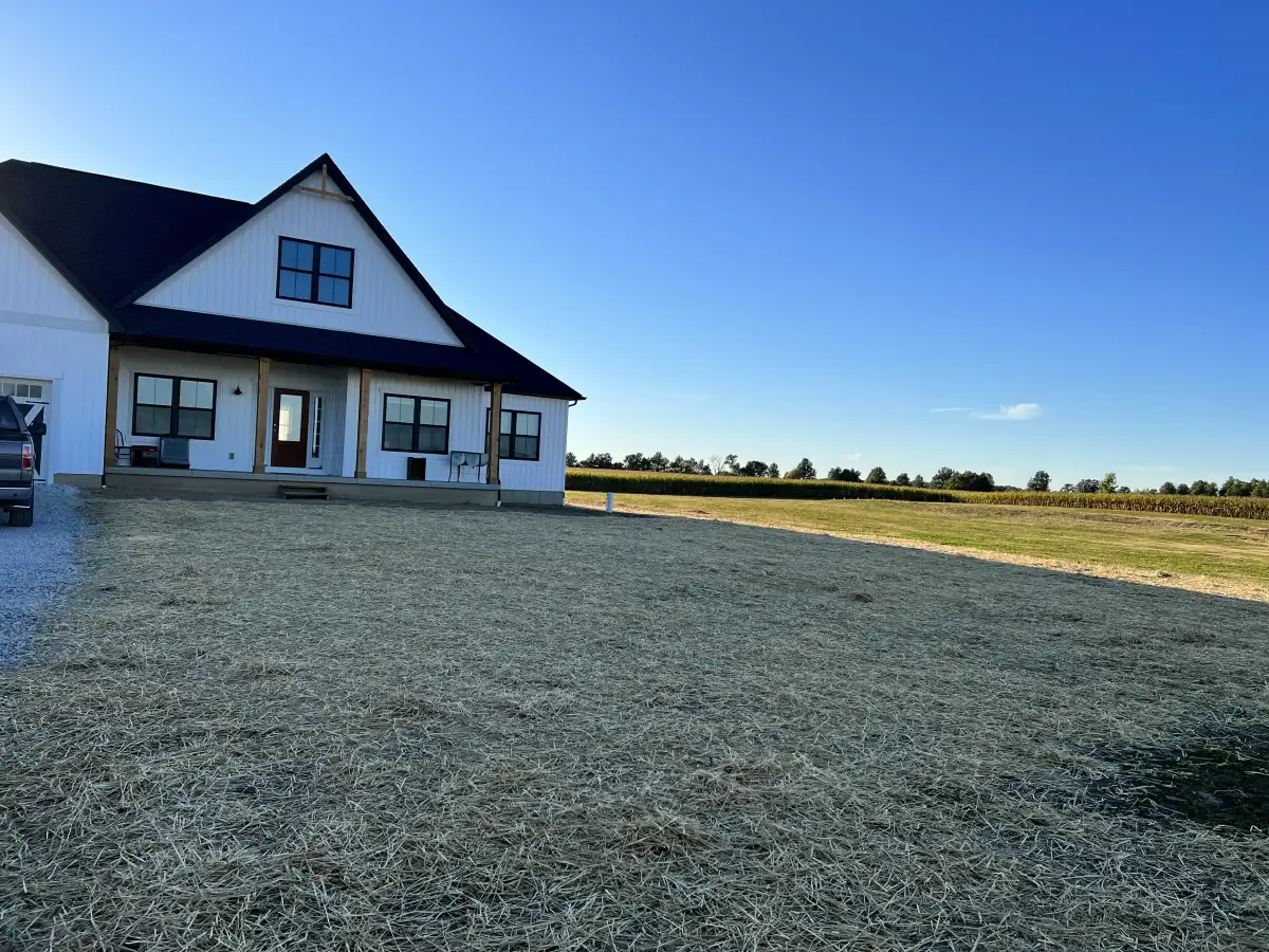 New construction grading and seeding in Powell, Ohio