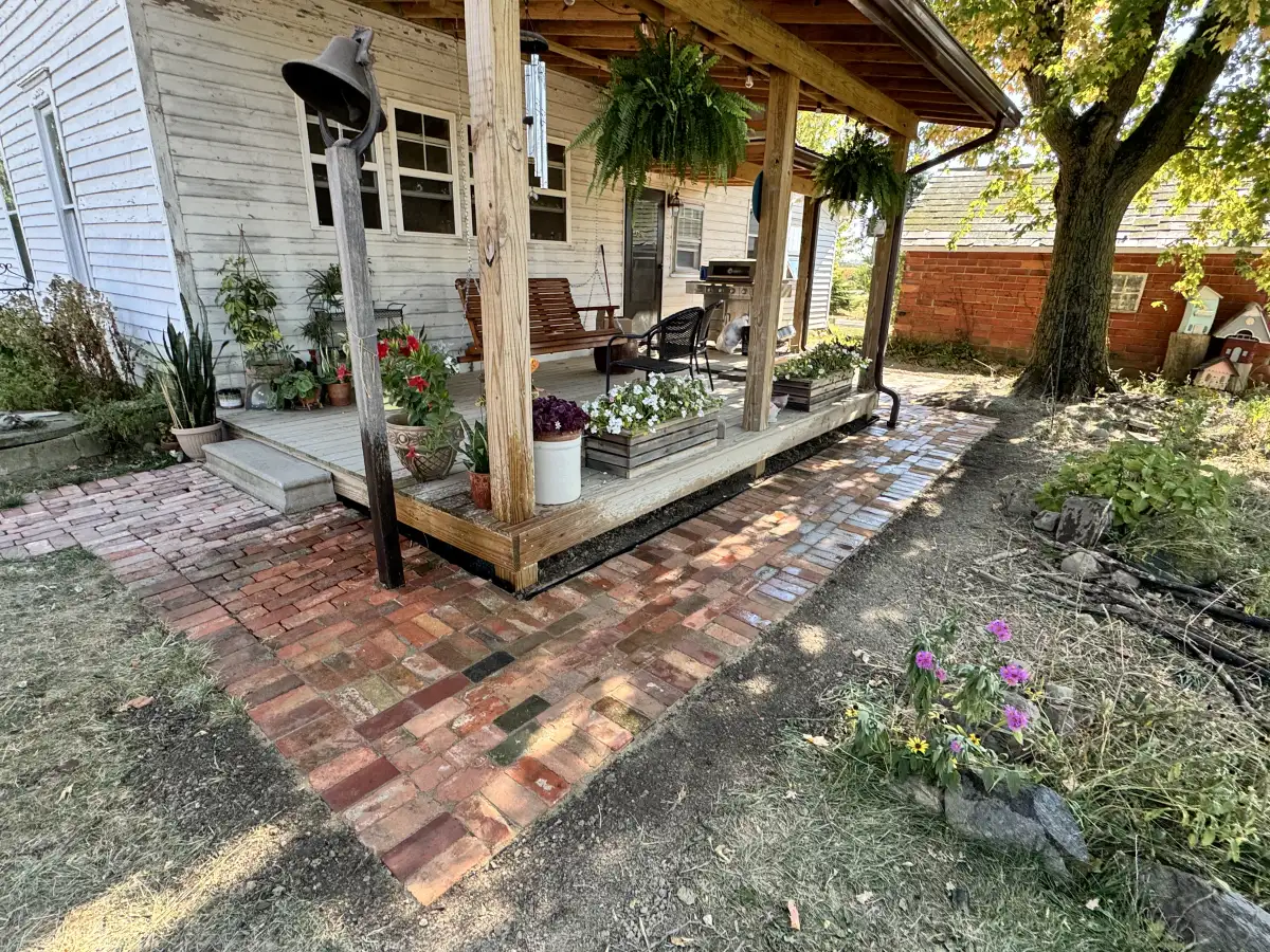 Brick walkway and pathway leading to a front entrance in Marysville, Ohio