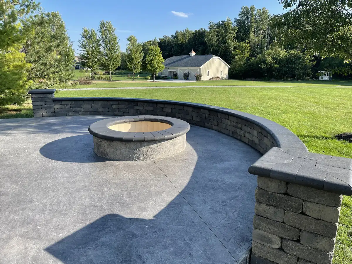 Paver walkway leading to a back patio at a Central Ohio home