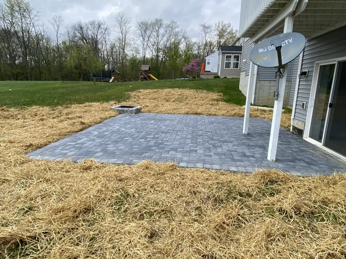 Finished paver patio and walkway by Raileys Services LLC