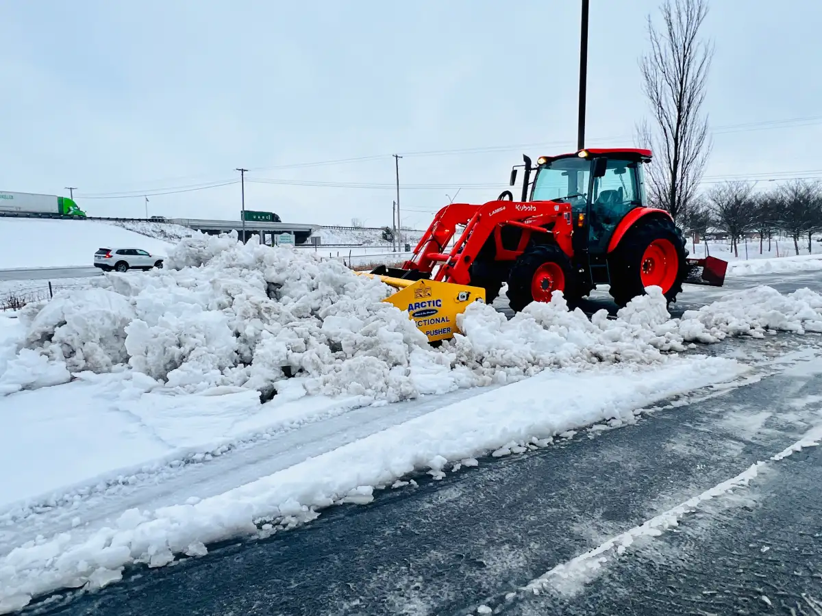 Raileys Services snow removal fleet including plow trucks ready for deployment at the Marysville yard